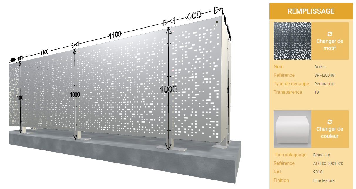 Garde-corps DERKIS blanc RAL 9010 Dampere