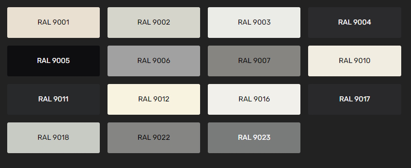 RAL Classic Teintes de blanc et noir