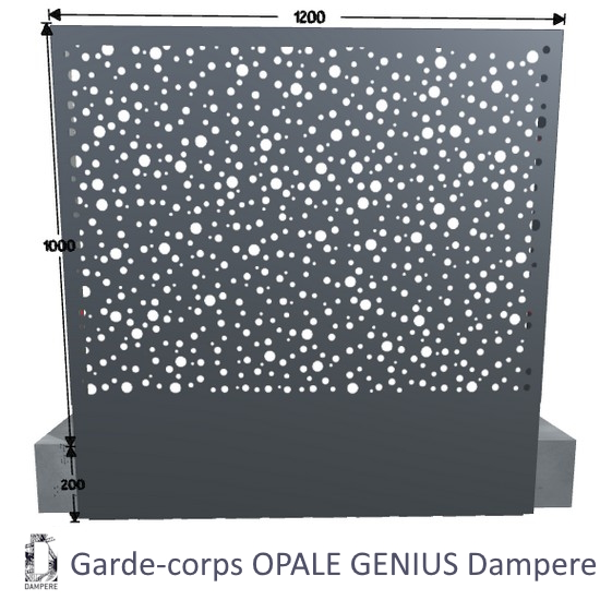 Garde-corps Paredam OPALE GENIUS 1200×1000 Gris anthracite