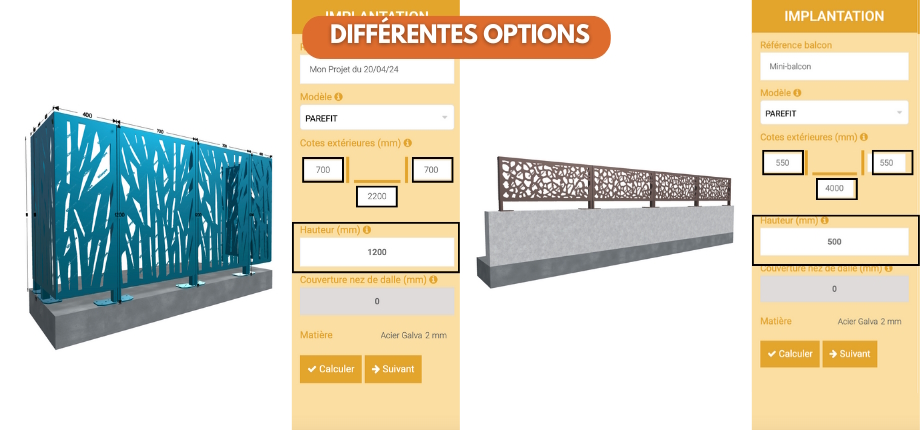 Garde-corps Express - Dampere - Differentes options Garde-corps Express - Dampere - Differentes options